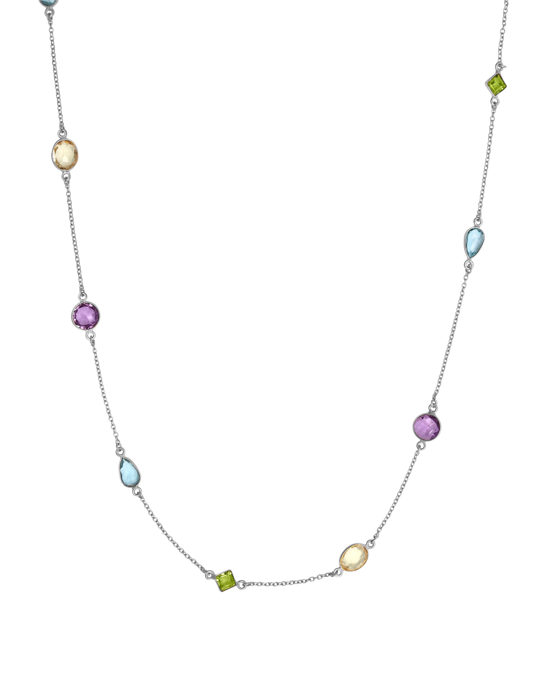 Multi stone silver necklace 24
