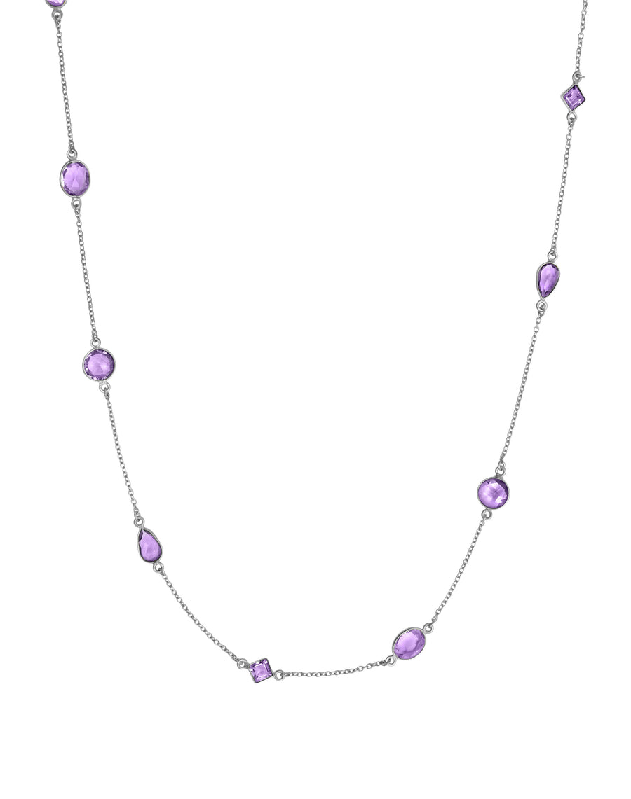 Amethyst stone silver necklace 24