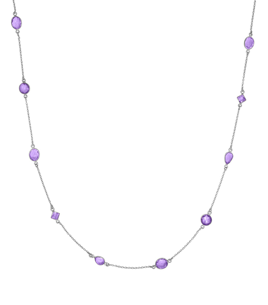 Amethyst stone silver necklace 34